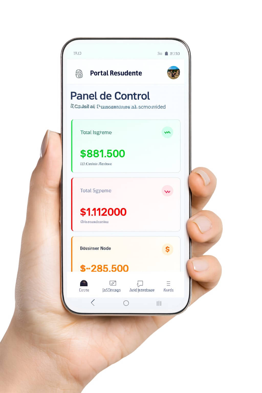 App móvil - Portal Residente con Panel de Control